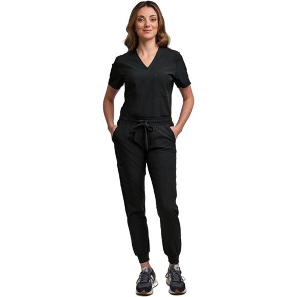 Green Town Scrubs for Women Scrub Set - Jogger Pant and Tuck-in V-Neck Top - Picture 1 of 7